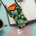 thumbnail image 2 of ZIATUBLES Neoprene Cellphone Sleeve Pouch Phone Bag with Adjustable Crossbody Strap Mobile Protection Case Bag Hook and Loop Fastener Phone Bag, 4 X 8 Inch, Black Cat Flower, 2 of 7