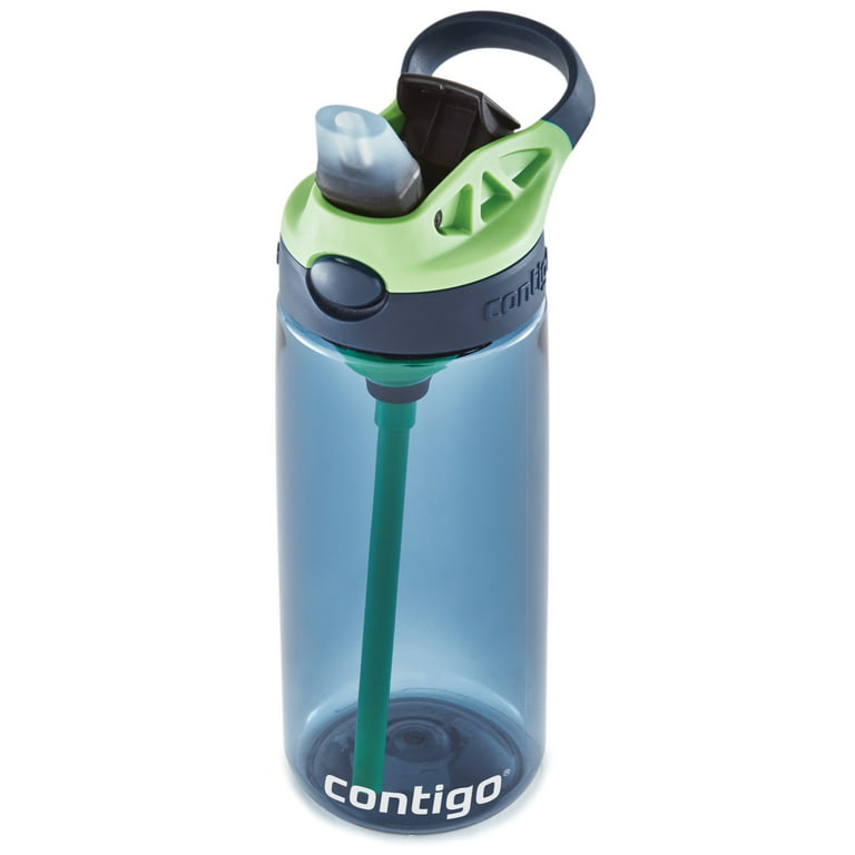 Contigo Kids Straw Water Bottle with Autospout Lid, 20 oz, Blueberry & Green Apple Blue