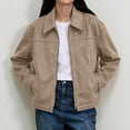 thumbnail image 2 of Enjoytime Fall Jackets for Women Lapel Collar Long Sleeve Cropped Zip Up Jacket Vintage Casual Outerwear with Pockets, 2 of 8