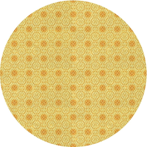 Ahgly Company Machine Washable Indoor Round Transitional Chrome Gold Yellow Area Rugs, 7' Round
