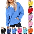 thumbnail image 7 of SGMVNU Girls Casual Long Sleeve Hoodies Cute Oversized with Pocket Girl's Color Block Hooded Sweatshirt Tops Blue Size 9-10 Years, 7 of 7