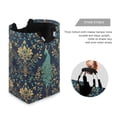 thumbnail image 3 of Yayeee Freestanding Laundry Hamper with Handle Collapsible Large Storage Basket for Clothes, Navy Blue Peacock Pattern, 3 of 7