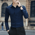 thumbnail image 1 of Camisa blanca de manga larga para hombre, ropa de trabajo profesional informal de negocios, suaviza tu silueta, camisa de traje con cuello cuadrado sin arrugas, 1 of 4