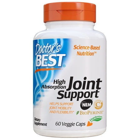 Doctor's Best Joint Support with NEM and Curcumin C3 Complex plus BioPerine, Non-GMO, Gluten Free, Soy Free, Vegetarian, 60 Veggie