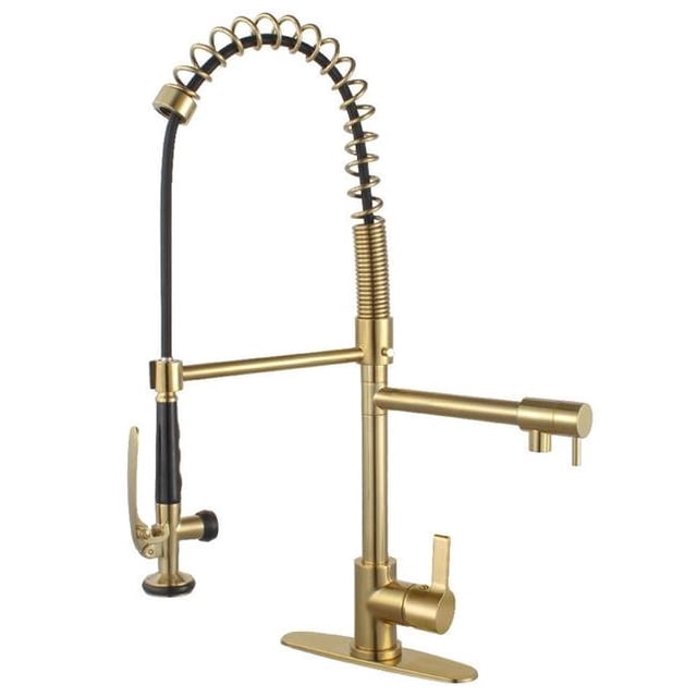 Gourmetier LS8503CTL Continental Single-Handle Pre-Rinse Kitchen Faucet, Brushed Brass