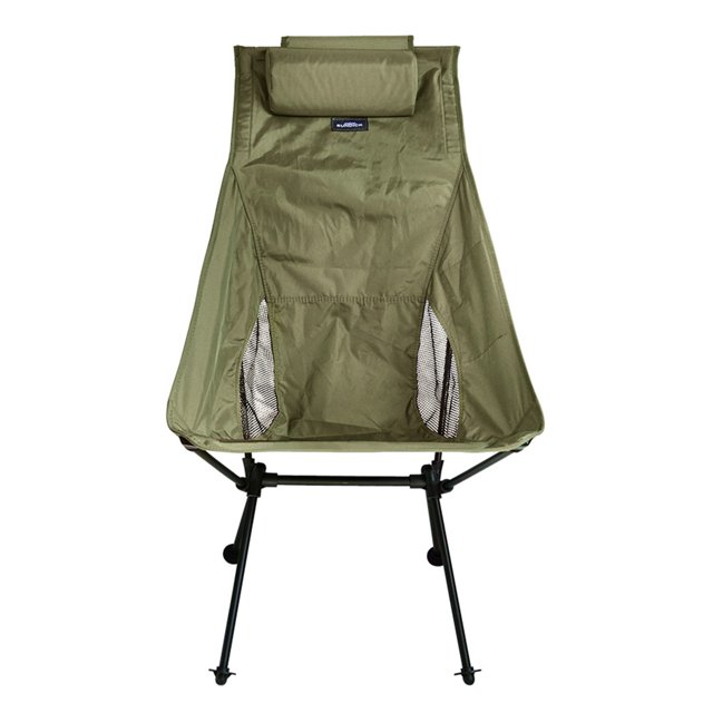Camping Silla de camping plegable con respaldo alto y almohada extraíble Moon Chair (verde militar) Tmvgtek Deportes Acuáticos