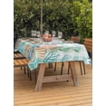 thumbnail image 2 of Summer Coastal Outdoor Tablecloth - 60x120 Inch Rectangle Dining Table Cover, Watercolor Corals Shells Starfish Green Plaid Waterproof Outdoor Table Cloth with Umbrella Hole & Zipper for Picnic/Patio, 2 of 7
