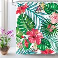 thumbnail image 2 of LIVILAN Cortina de ducha floral verde cortina de ducha tropical cortinas de ducha para baño flor cortina de ducha botánica conjunto con 12 ganchos planta decoración de baño 71.7 x 71.7 in, 2 of 5