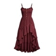 thumbnail image 4 of Iyufng Womens Solid Color Ruffled Spaghetti Straps Dresses Sleeveless Fitted Pleated Casual Dress, 4 of 6