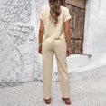 thumbnail image 4 of Women's 2024 Spring/Summer Casual Short Sleeve Top & Long Pants Outfit Set Wedding Outfits for Women Guest Womens Jumpsuits Petite Dress for Women plus Size Dress Jumpsuits for Women Evening Women Bib, 4 of 5