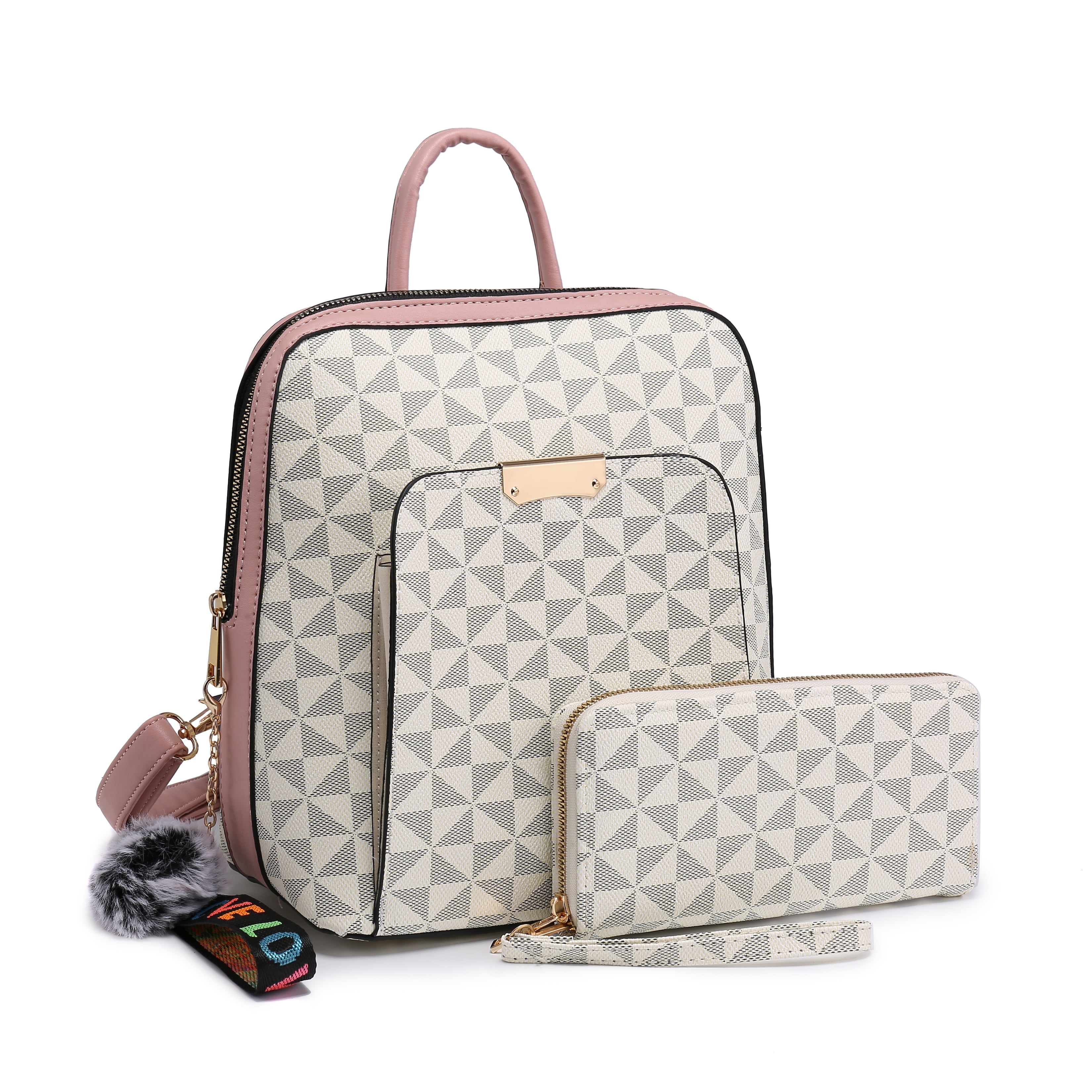 POPPY 2PCS Fashion Faux Leather Backpack for Women Causal Rucksack Travel  Shoulder Bag Girls School Daypack