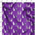 thumbnail image 3 of Soimoi Popeline de Coton Violette Tissu Décor Animal Chat Trèfle Imprimé BTY 58 Pouces de Large, 3 of 6