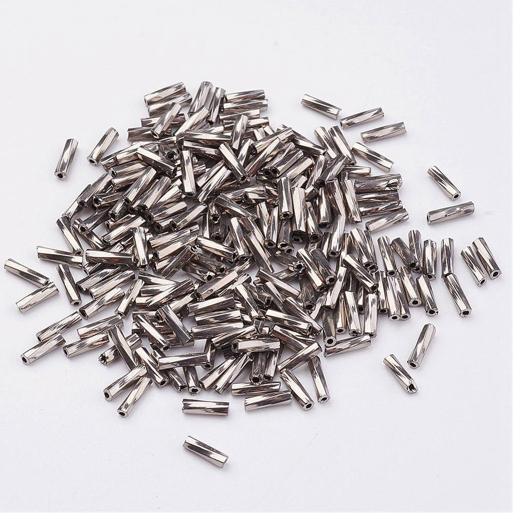 Glass Twisted Bugle Beads Metallic Colours Gray 9x2mm Hole: 0.5mm about 7000pcs/bag