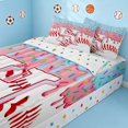 thumbnail image 2 of Manfei Kawaii Baseball Zipper Twin Comforter Sets with Fitted Sheet and 2 Pillowcases, Girls Letter HZipper Bedding Set, Pink Light Blue H, 2 of 7