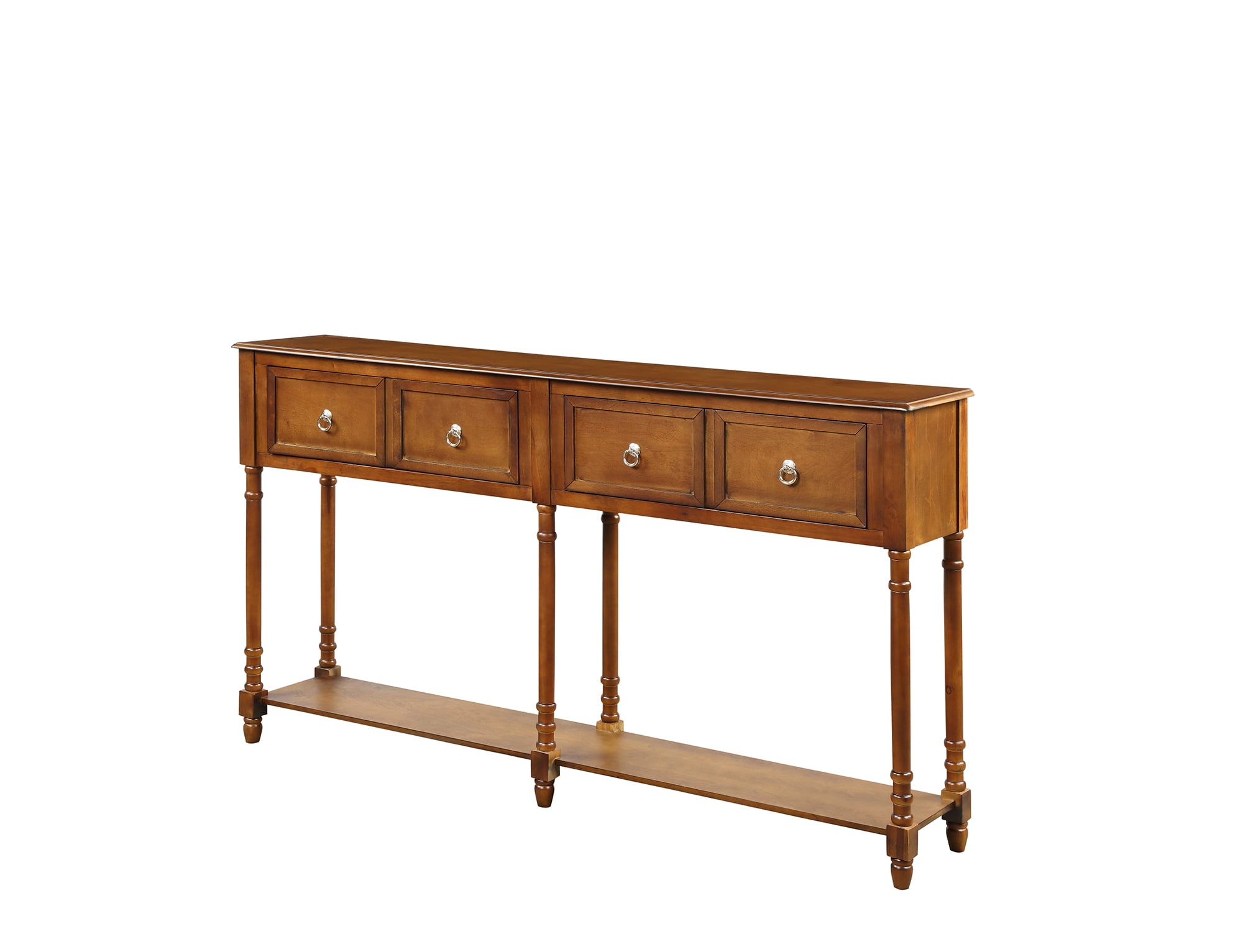 58'' x 11'' x 34'' Tall Console Table with 4 Drawers and Bottom Shelf, SEGMART Retro Wood Tall