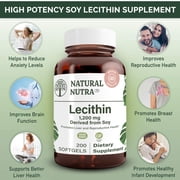 Natural Nutra Soy Lecithin, 1200 Mg Promote the Liver and Reproductive Health - 200 Softgels