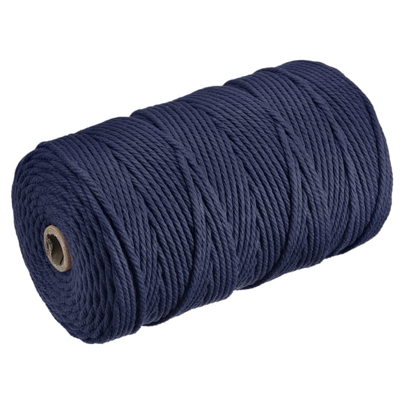 Unique Bargains Corde en Coton Torsadée, Bleu Marine 200m/218 Yards pour Suspension Murale, Nœud Macramé