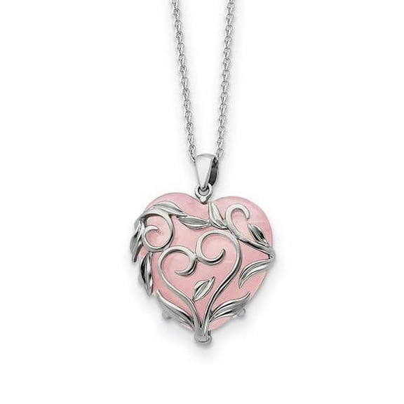 Primal Silver Sterling Silver and Rose Quartz Generous Heart 18-inch Necklace