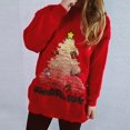 thumbnail image 5 of Suéter de mujer 2024 Suéter de vacaciones Suéter de lentejuelas hecho a mano Árbol de Navidad Pequeño ciervo Bordado Suéter grueso cálido de gran tamaño, 5 of 5
