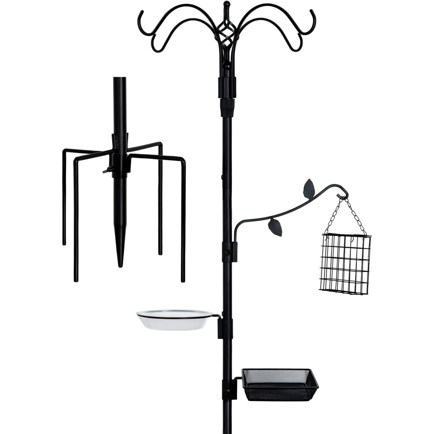 Garden 6Hook Bird Feeding Station Kit，91" x 23" Bird Feeder Pole Bird