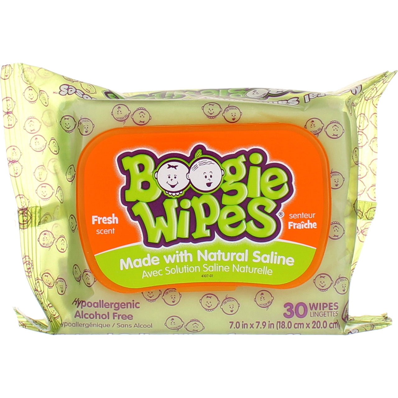Boogie Wipes Natural Saline Nose Wipes, Fresh Scent, 30 Ct (4 pack) (Bundle)