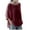 Wine, variant on Womens Plus Size $5,Women O-Neck Solid Three Quarter Sleeve Cotton Tops Blouse T-shirt