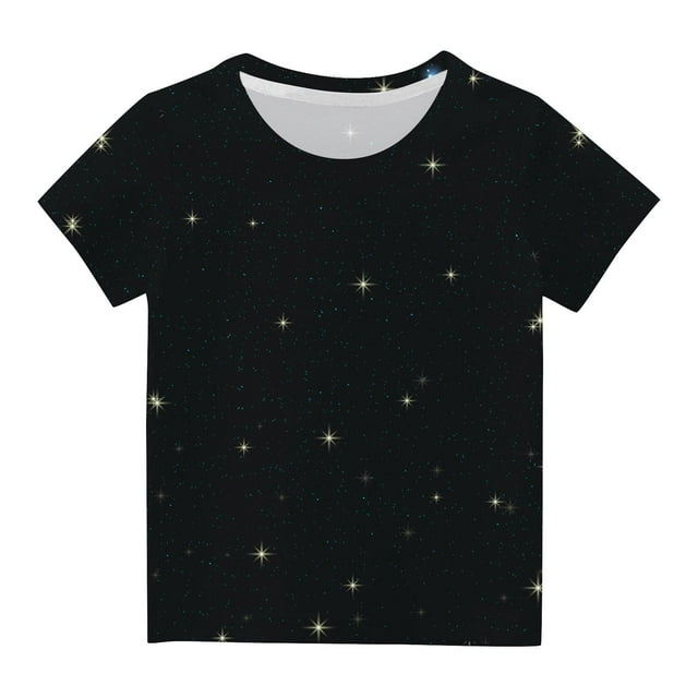 Penkiiy Garçons Filles Enfants T-Shirts Graphiques 3D Étoile Imprimée, T-Shirts Originaux Col Rond Manches Courtes 13-14 Ans Multicolore