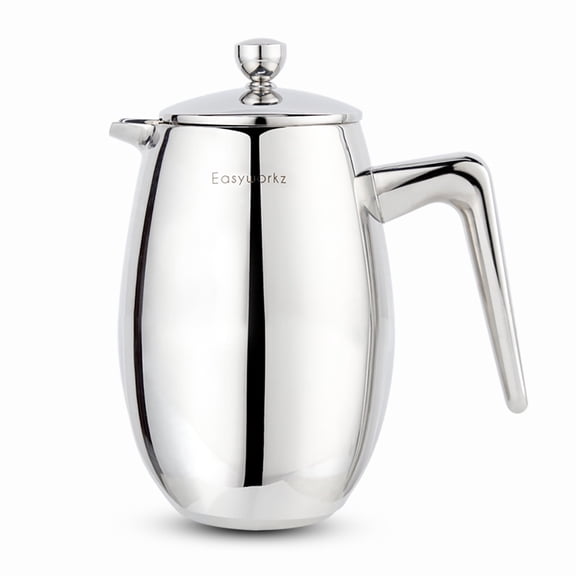 Easyworkz Nando French Press 34 oz Double Wall Insulated Thermal Coffee Maker, 304 Stainless Steel Cafetiere