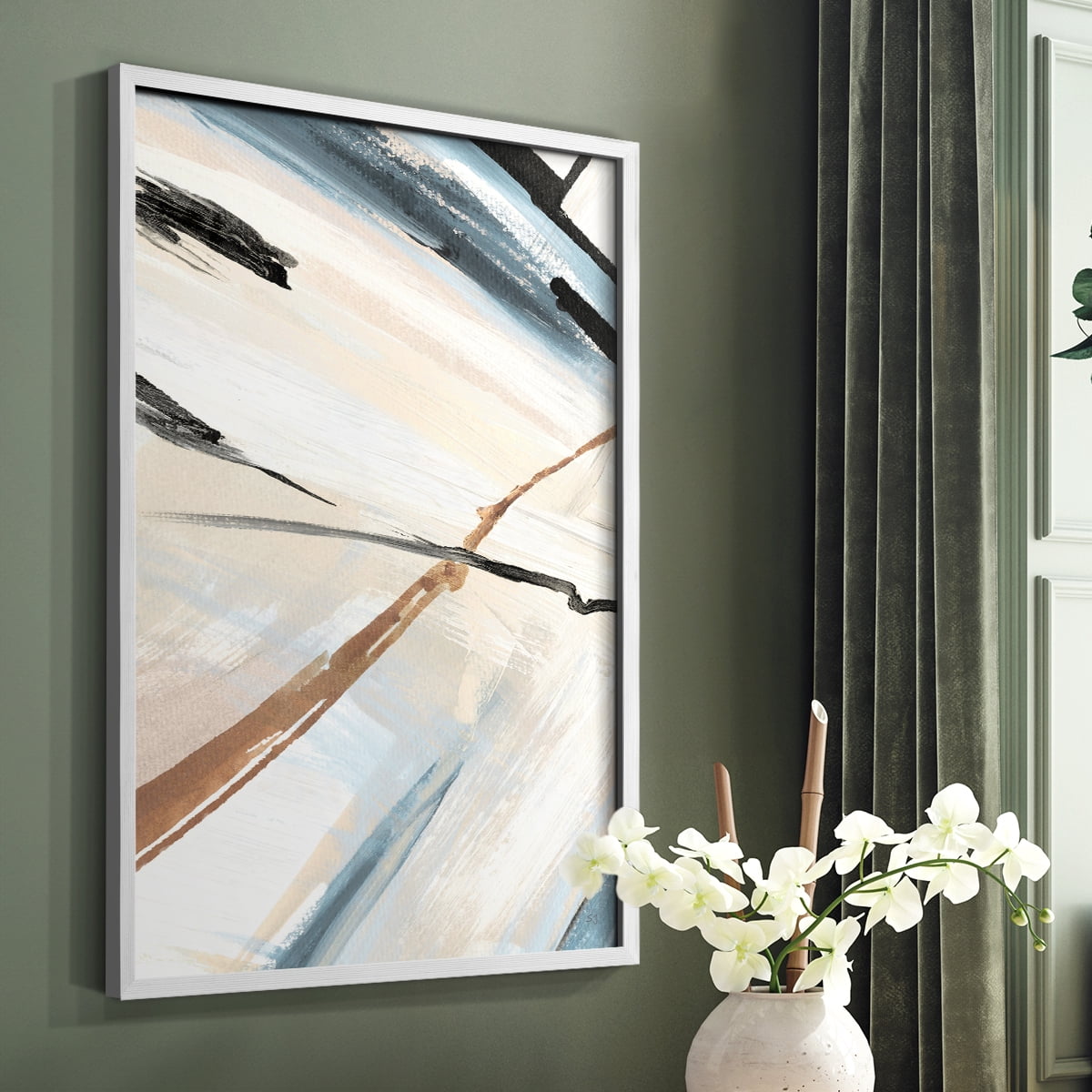 Dancing Wind Revisit II Framed Print in White Solid Wood Framed Print No Nail Hanging