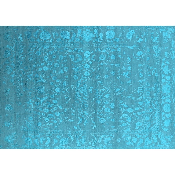Ahgly Company Indoor Rectangle Oriental Light Blue Industrial Area Rugs, 6' x 9'