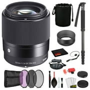 Sigma 30mm f/1.4 DC DN Contemporary Lens for Sony E Mount (302965) with Bundle Package Deal Kit Includes: Pro Series Monopod, 3PC Filter Kit + More