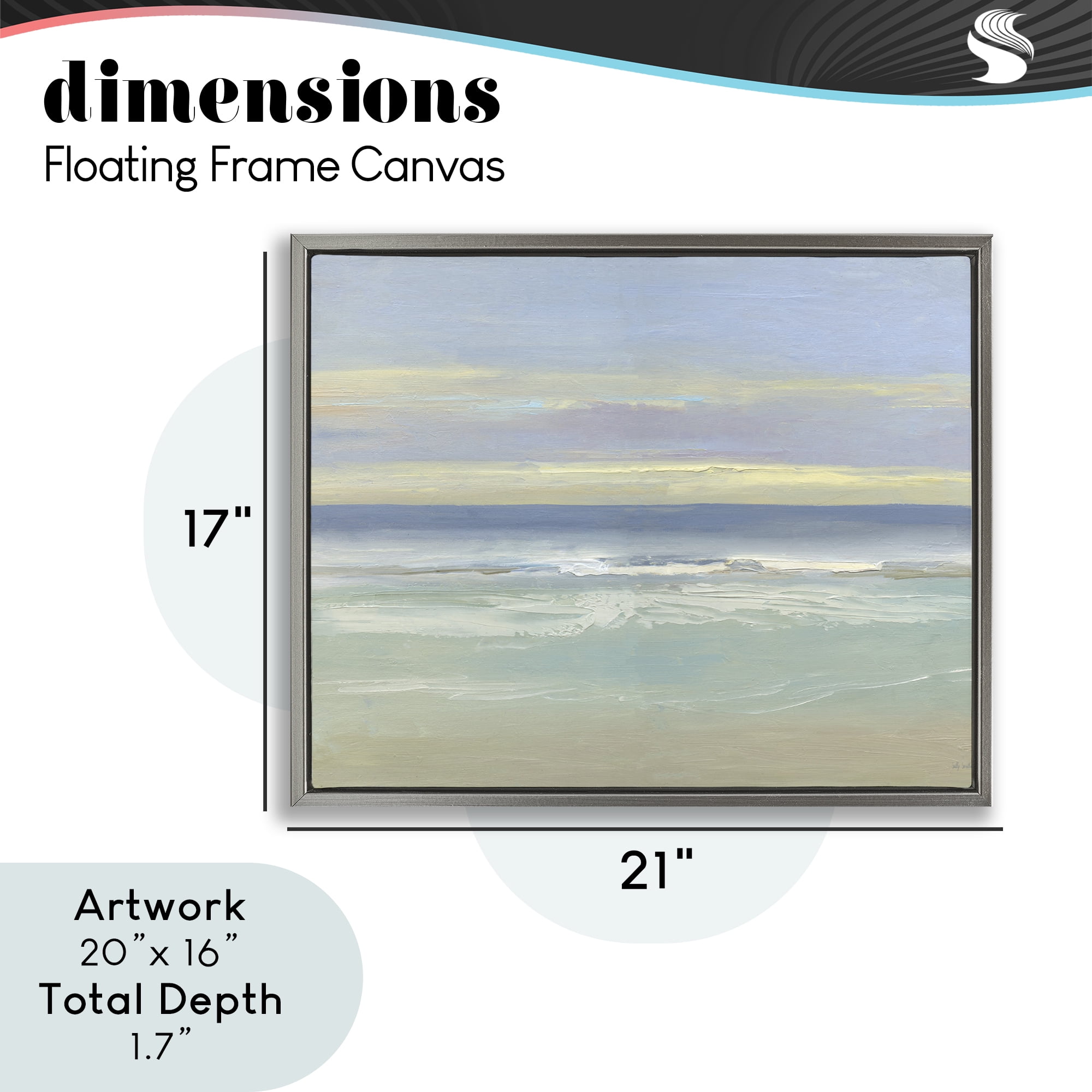 Stupell Industries Tranquil Coastal Morning Waves Gray Framed Floater Canvas Wall Art, design by Sally Swatland