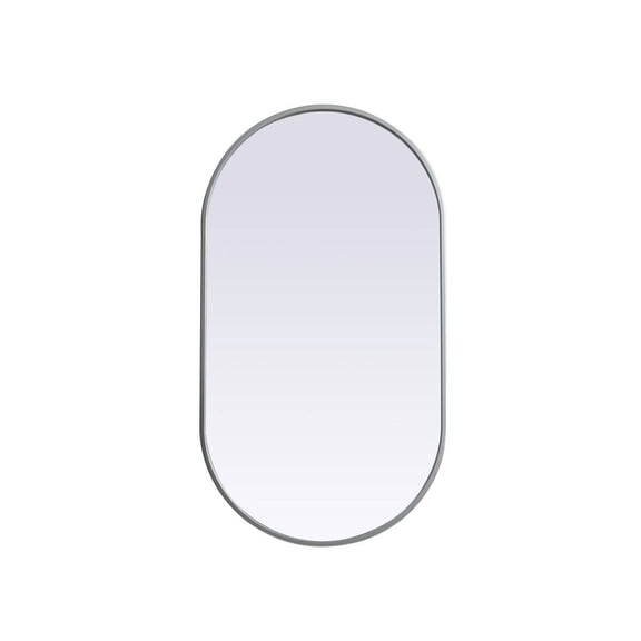 Metal Frame Oval Mirror 20x36 Inch in Silver