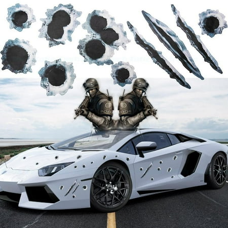 Mr16 Decorative Bullet Xotic Tech 1 x Car 3D Decorative Sticker Bullet Fire Gun Hole Scratch CS CF Decal Universal Fit ()