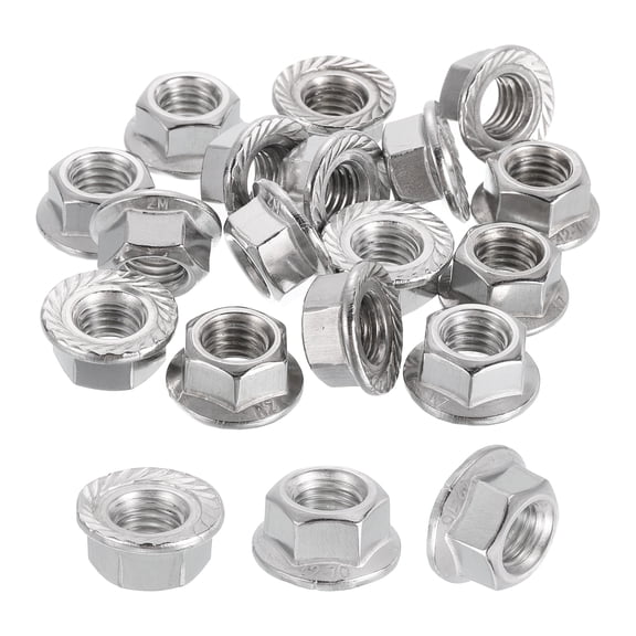 20 Pcs M10x1.5mm Serrated Flange Hex Lock Nuts, 304 Stainless Steel Metric Nut