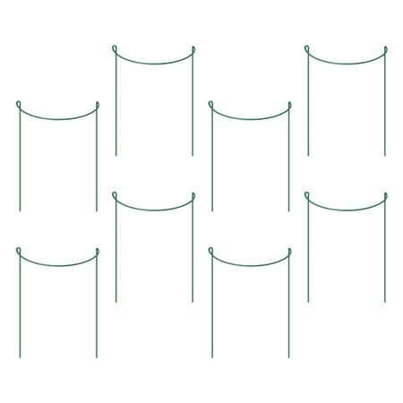 WRISTBIQUE Garden Stakes Tall Plants Support Rings Half Round Green Iron 8Pcs 7.9X13.8In