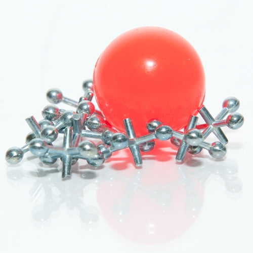 2 Set of metal jacks with red rubber ball 8 metal jacks and 1 ball classic game 