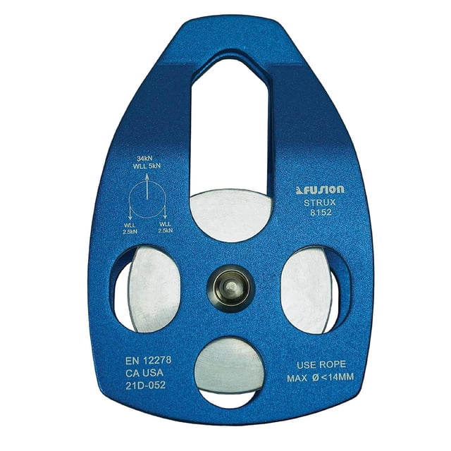 Polea de rescate Fusion Climb Strux de aluminio 34 KN, azul mate