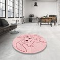 thumbnail image 4 of Ahgly Tapis d'Intérieur Lavable en Machine Carré Transitionnel Pastel Rouge Rose, 5 Pieds Carré, 4 of 7