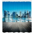 thumbnail image 3 of Ambesonne Scenery Shower Curtain, Blurry Skyscrapers Sea, 69"Wx70"L, Pale Blue Dark Blue, 3 of 3