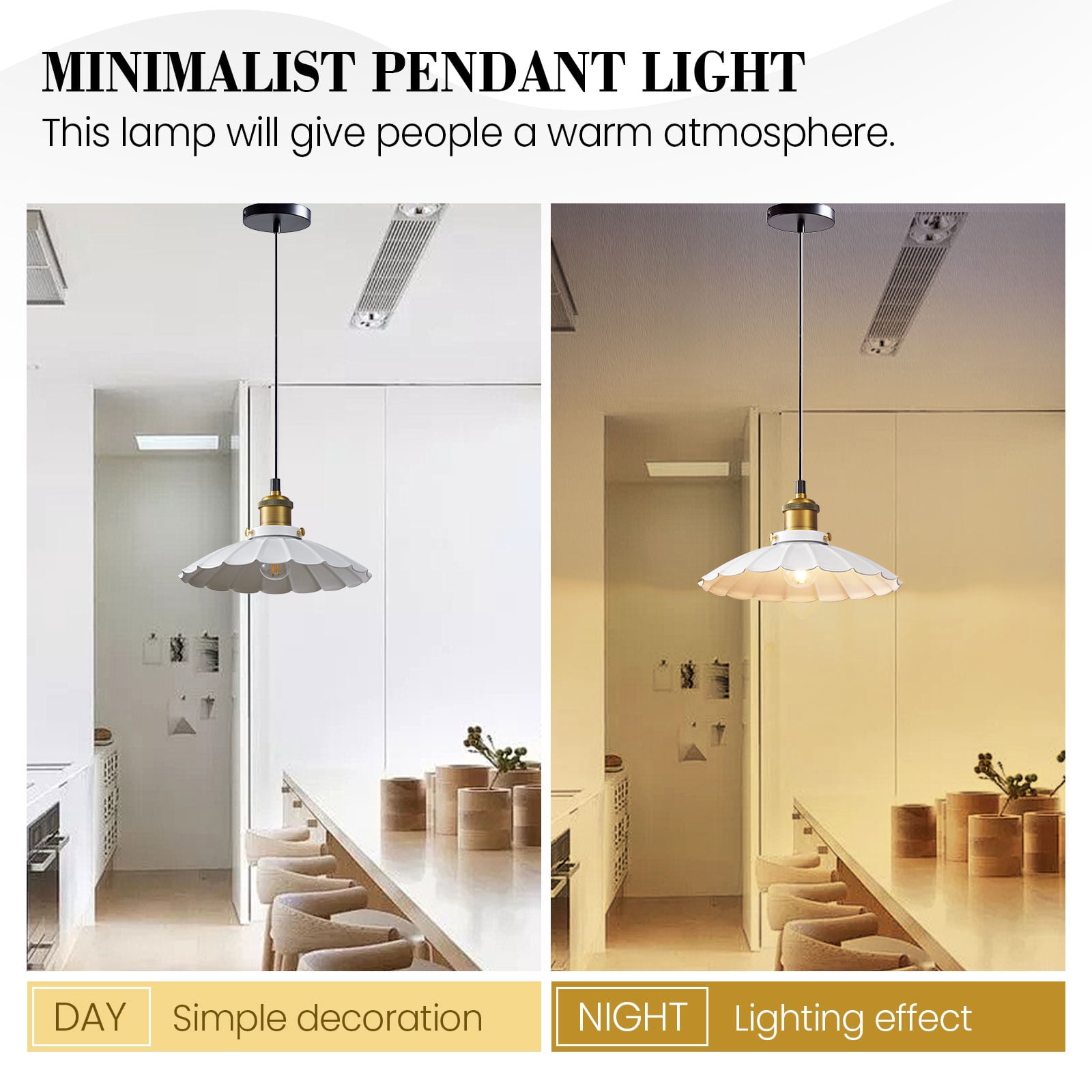 Oyisen White Pendant Lights, Modern Hanging Lamp with 9.8 Inch Industrial Shade for Kitchen Island, Farmhouse Pendant Lights Kitchen Island 6.5Ft Adjustable Cord Pendant Light Fixtures