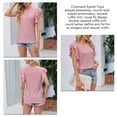 thumbnail image 3 of Mujer Cuello Redondo Ojal Tops Sueltos Doble Capa Volantes Trim Sin Mangas Blusa Camisetas para Verano, 3 of 6