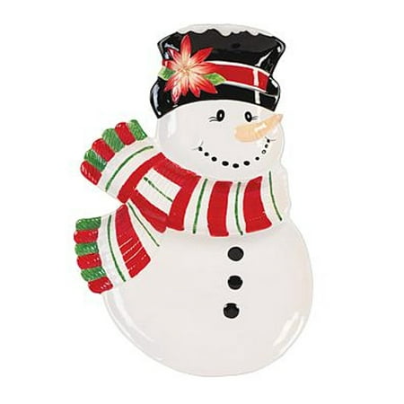 fitz and floyd top hat frosty collection three section server, white