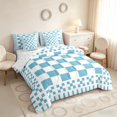 thumbnail image 2 of Manfei Retro Checkerboard Full Size Bedding Sets, Blue White Plaid Full Size Bed in a Bag, Reversible 7 Pieces, 2 of 6