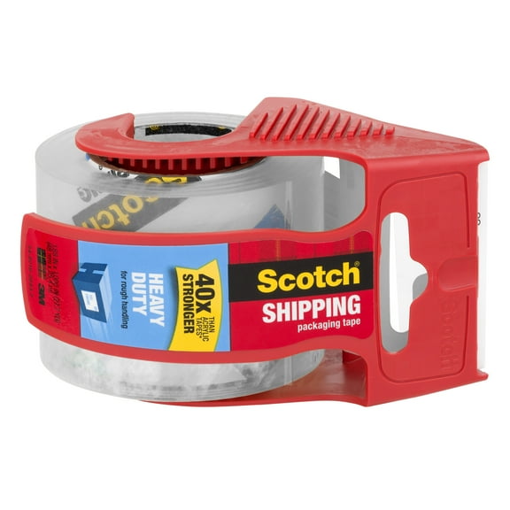 Scotch Heavy Duty Shipping Packaging Tape with Dispenser, 1.88 in. x 1000 in., Clear, 1 Dispenser/Pack