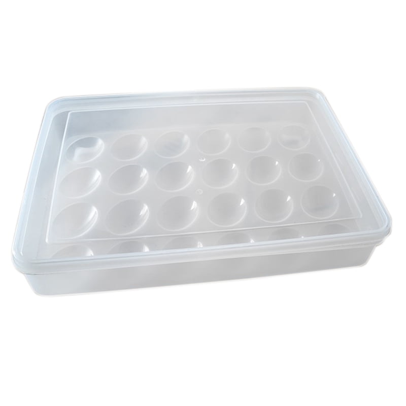 Egg Holder for Refrigerator Deviled Egg Tray Carrier With Lid Container for 24 Eggs