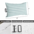thumbnail image 2 of Boho Turquoise Stripe Outdoor Pillows for Chaise Lounge Chair Waterproof Lumbar Pillows with Insert&Strap Beach Headrest Pillow Abstract Geometric White Minimalist Pillow for Patio Pool 11"x16", 2 of 9
