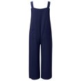 thumbnail image 6 of Wycnly Womens Jumpsuits Cotton Linen Plus Size Wide Leg Pocket Strap Long Jumpsuits Overalls Casual Solid Square Neck Sleeveless Maxi Summer Rompers Dark Blue xxl, 6 of 6