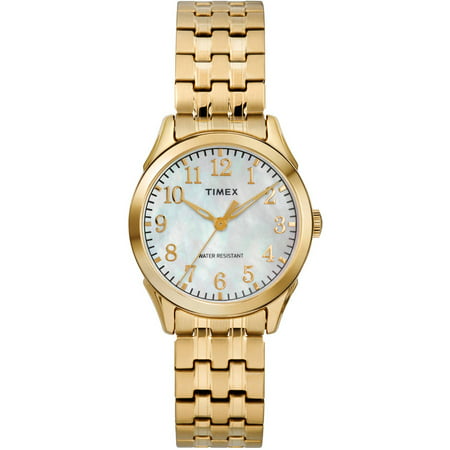 Timex Women's Briarwood Gold-Tone/MOP Watch, Stainless Steel Expansion Band
