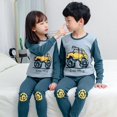 thumbnail image 3 of Conjunto de pijama de algodón para niños y niñas, ropa de dormir de dibujos animados, dinosaurio, gato, 4, 6, 8 y 9 años, para invierno, novedad, 3 of 4